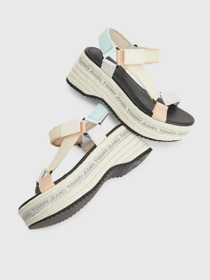 Tommy Hilfiger Rope Wedge Heel Leather Sandals Oxygen Womens Sandals Cheap On Sale
