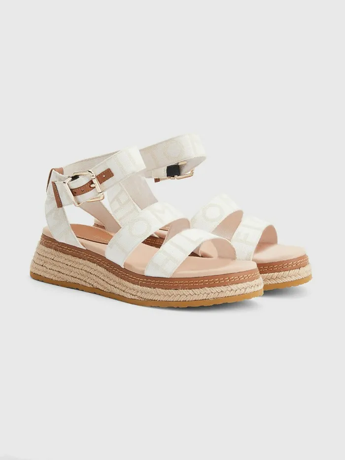 Tommy Hilfiger Rope Wedge Heel Sandals Ecru Womens Sandals Gift 4 You