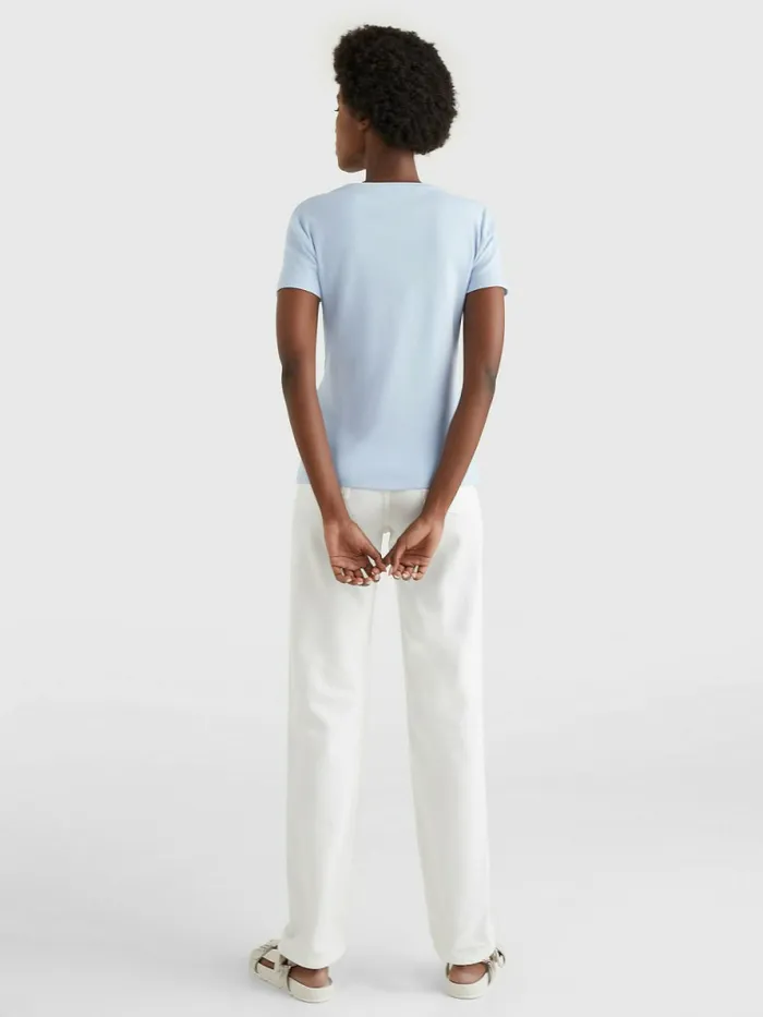 Tommy Hilfiger Round Neck Slim Fit TShirt Breezy Blue Womens TShirts For Sale