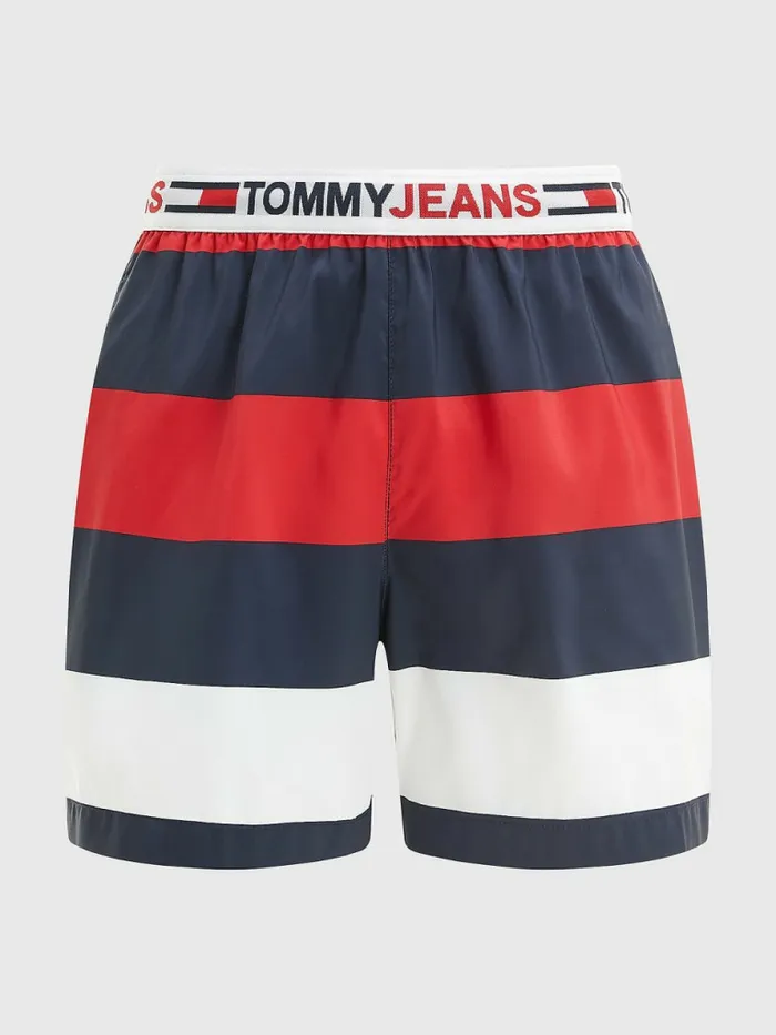 Tommy Hilfiger Rugby Stripe Mid Length Swim Shorts Tommy Jeans Rugby Stripe Mens Swimwear Near Me