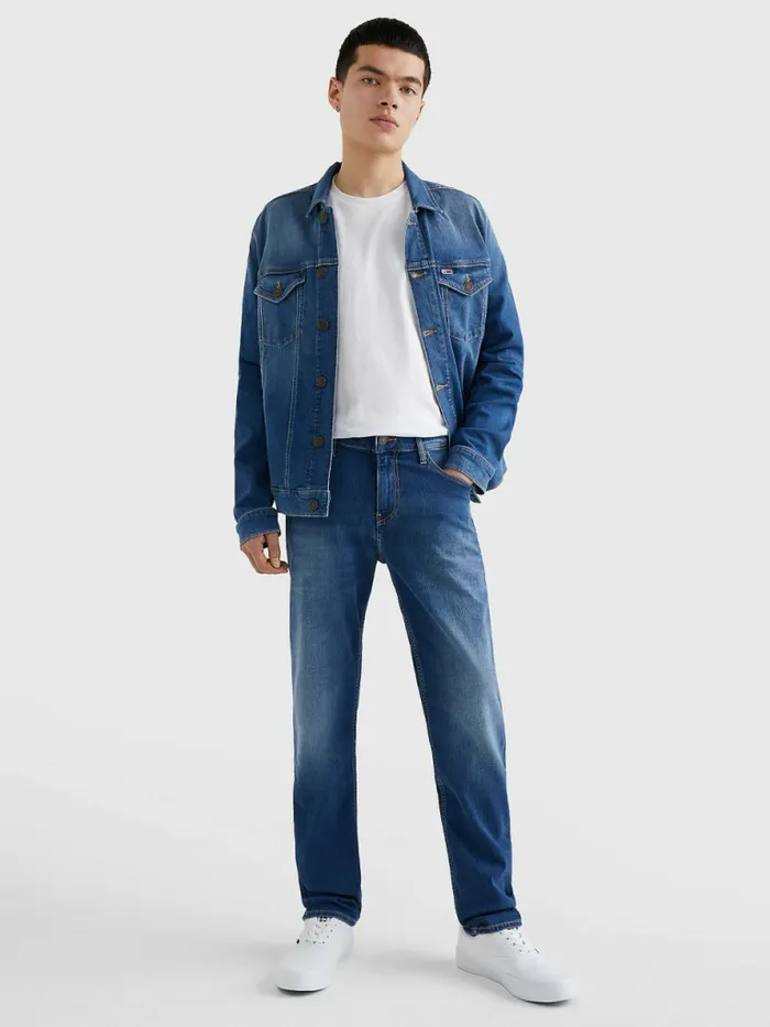 Tommy Hilfiger Ryan Straight Relaxed Fit Faded Jeans Wilson Mid Blue Stretch Mens Essentials Popular
