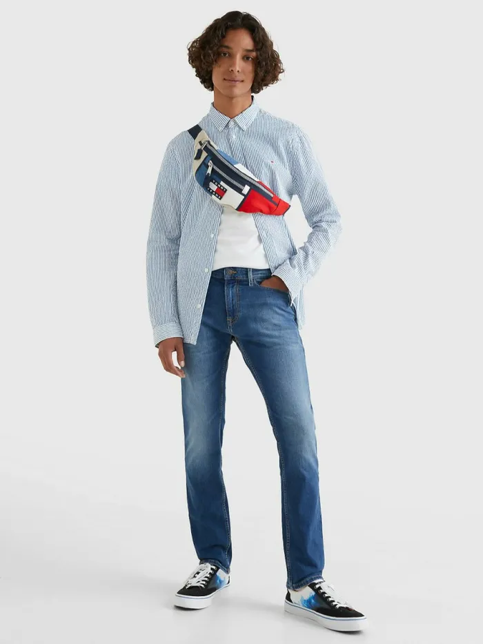 Tommy Hilfiger Scanton Slim Fit Faded Jeans Wilson Mid Blue Stretch Mens Essentials On Sale