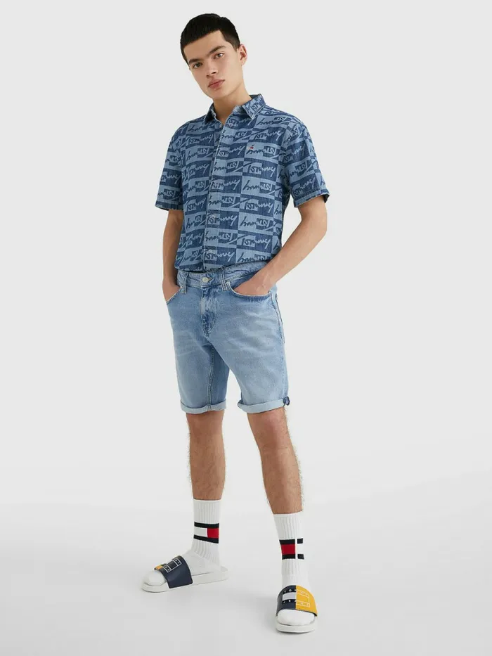 Tommy Hilfiger Scanton Slim Fit Faded Shorts Denim Light Mens Shorts Cheap On Sale