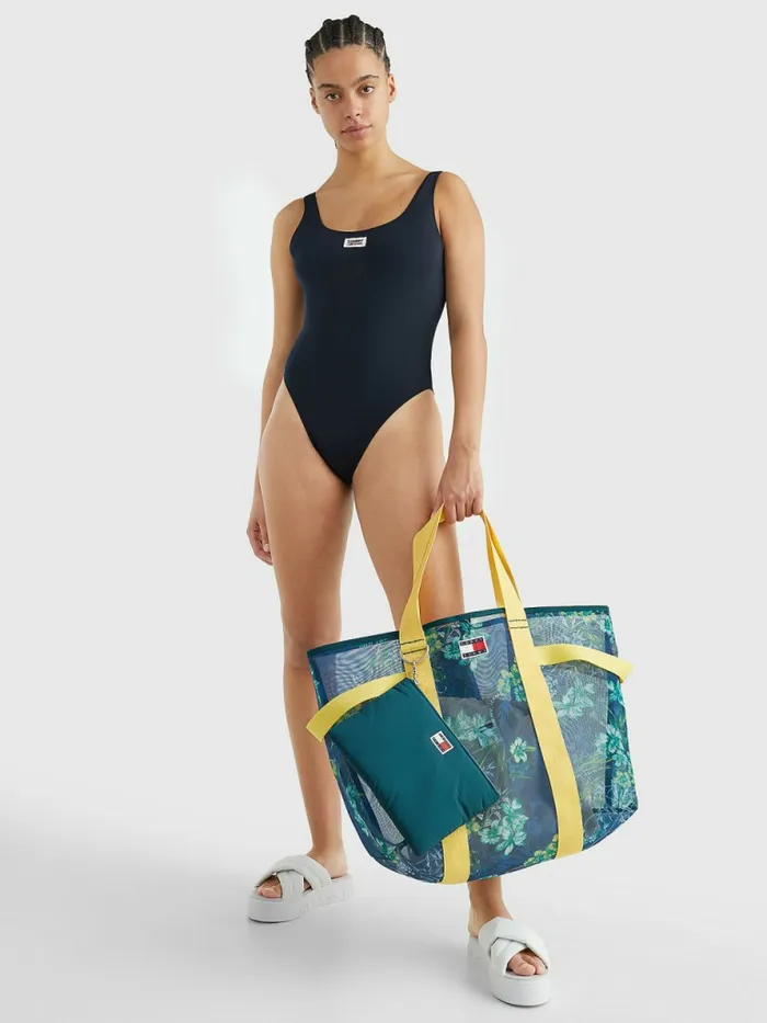 Tommy Hilfiger Scoop Back Cheeky OnePiece Swimsuit Desert Sky Womens Swimwear Popular