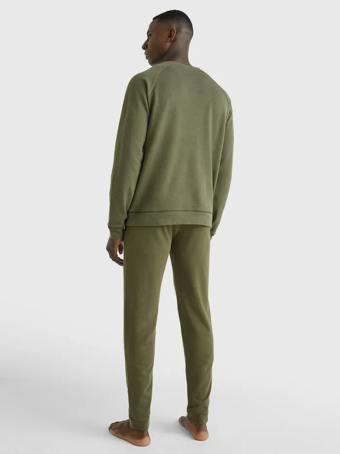 Tommy Hilfiger Seacell Logo Track Sweatshirt Army Green Mens Loungewear and Nightwear