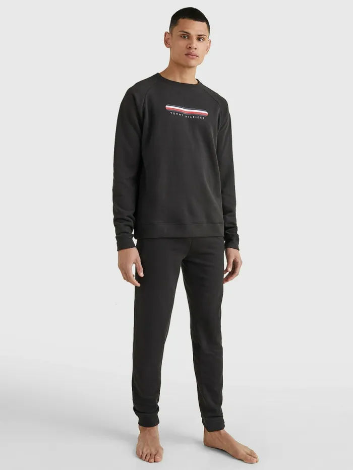 Tommy Hilfiger Seacell Logo Track Sweatshirt Black Mens Sweatshirts and Hoodies Gift for Friend