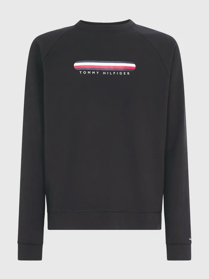 Tommy Hilfiger Seacell Logo Track Sweatshirt Black Mens Sweatshirts and Hoodies Gift for Friend