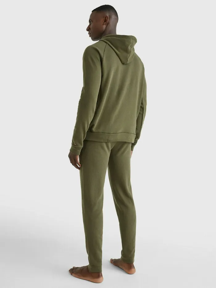 Tommy Hilfiger Seacell Signature Tape Hoody Army Green Mens Loungewear and Nightwear
