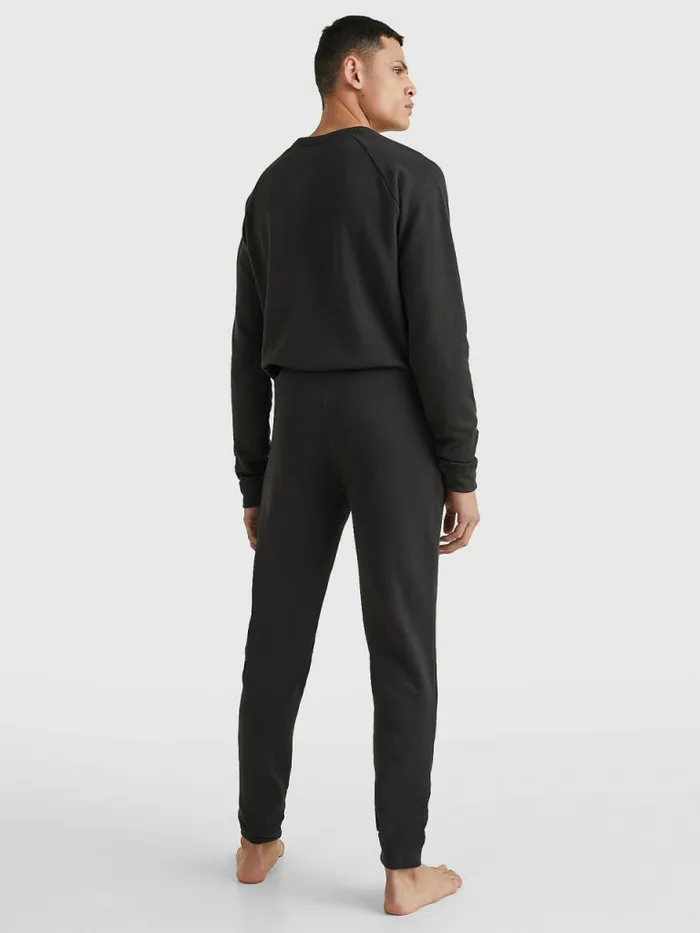 Tommy Hilfiger Seacell Signature Tape Joggers Black Mens Loungewear and Nightwear