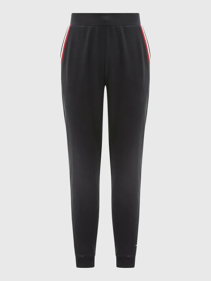 Tommy Hilfiger Seacell Signature Tape Joggers Black Mens Loungewear and Nightwear