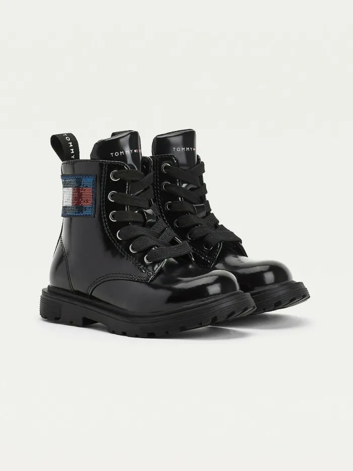 Tommy Hilfiger Sequin Flag Patent LaceUp Boots Black Girls Shoes and Accessories Online Tommy Hilfiger Sequin Flag Patent LaceUp Boots Black Girls Shoes and Accessories Online