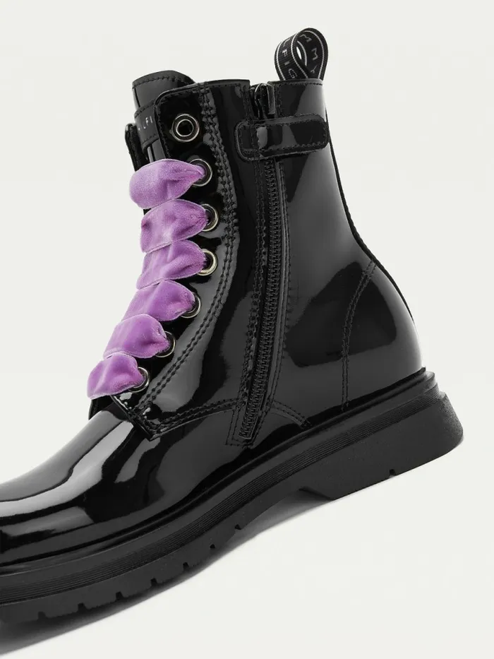 Tommy Hilfiger Shiny Cleat LaceUp Boots Purple Girls Shoes and Accessories Near Me