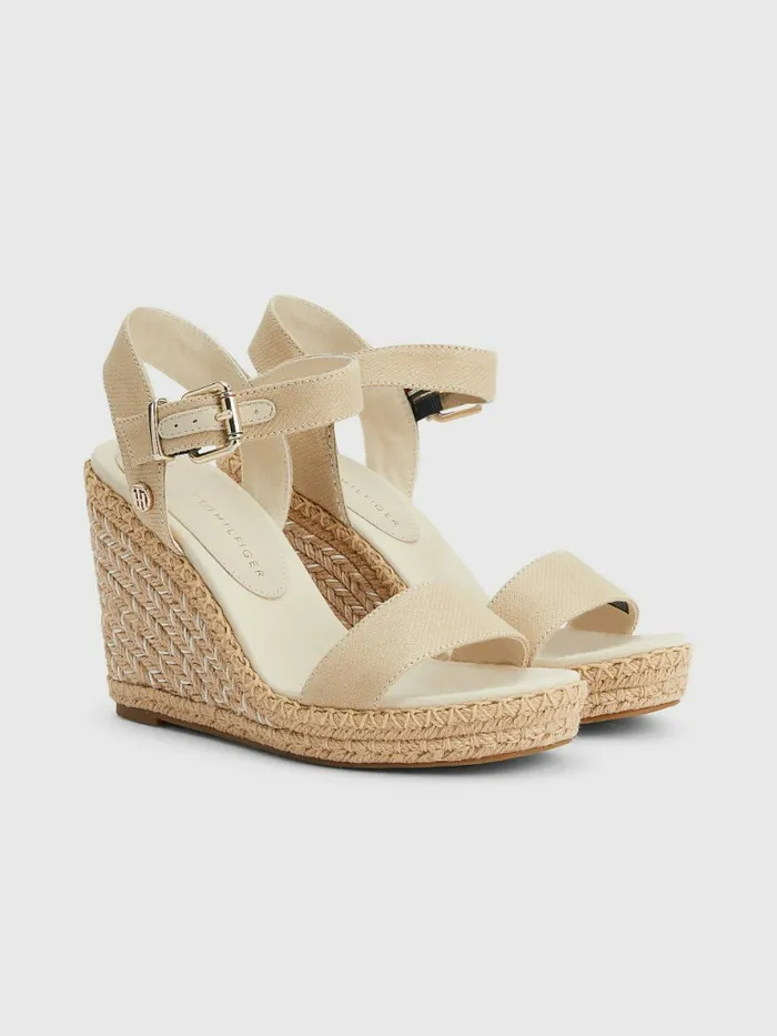 Tommy Hilfiger Shiny High Wedge Sandals Light Gold Womens Flat Shoes On Sale