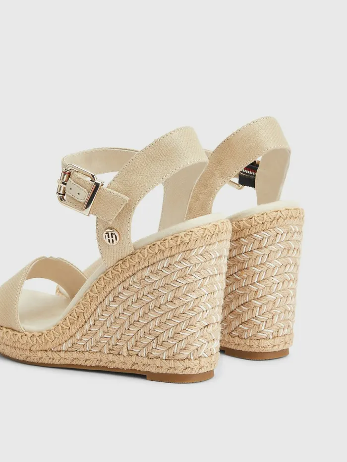 Tommy Hilfiger Shiny High Wedge Sandals Light Gold Womens Flat Shoes On Sale