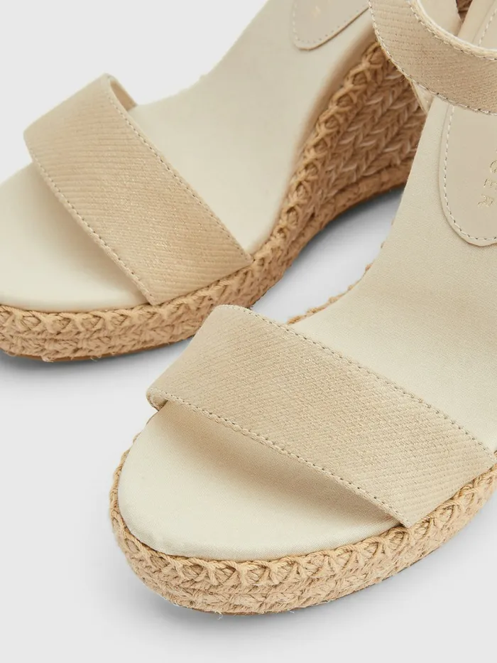 Tommy Hilfiger Shiny High Wedge Sandals Light Gold Womens Flat Shoes On Sale