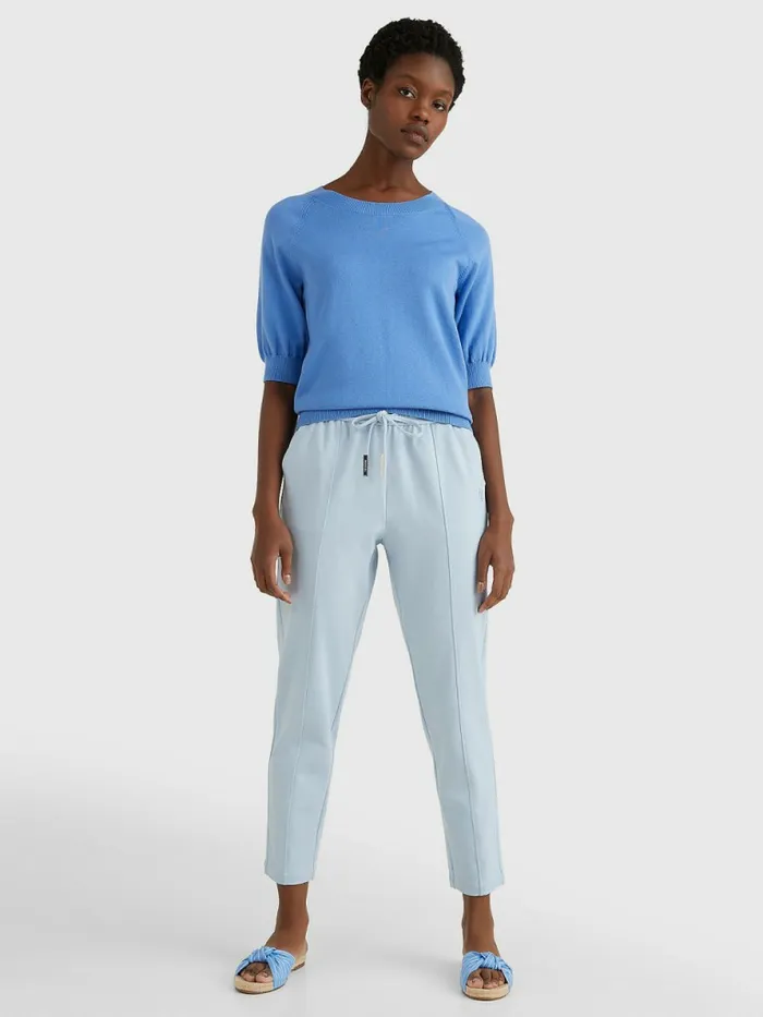 Tommy Hilfiger Short Puff Sleeve Jumper Hydrangea Blue Womens CoOrds