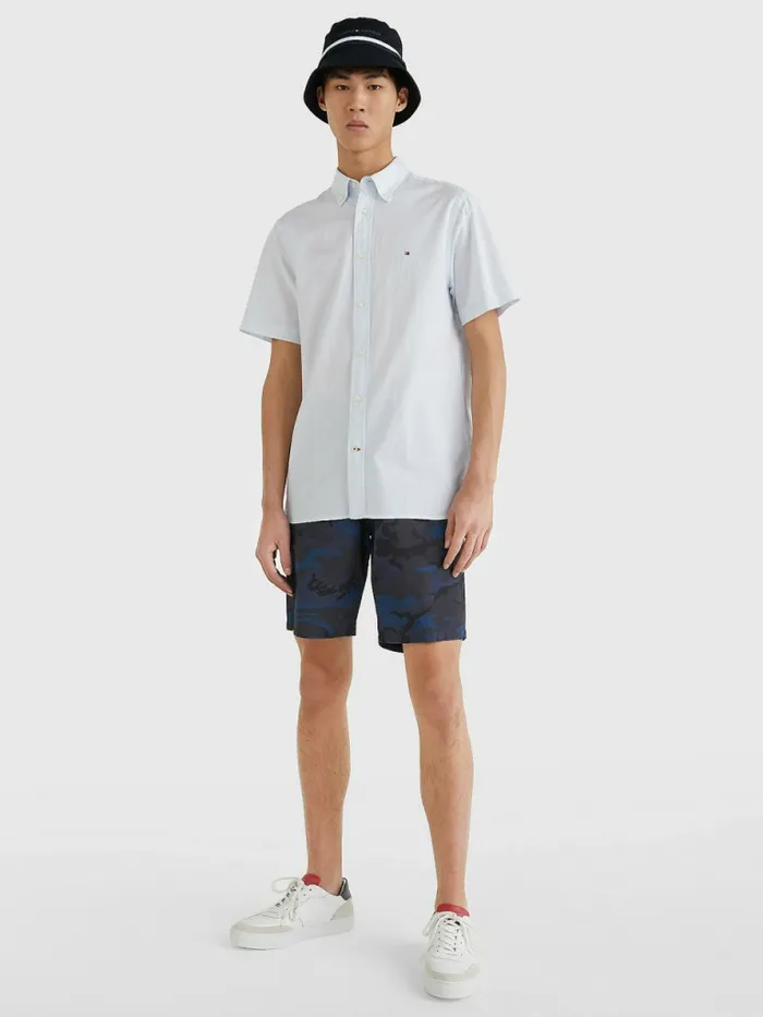 Tommy Hilfiger Short Sleeve Regular Fit Poplin Shirt Breezy Blue Mens Shirts Near Me