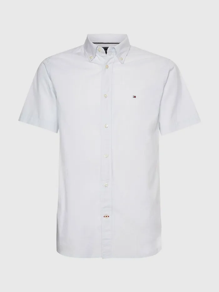 Tommy Hilfiger Short Sleeve Regular Fit Poplin Shirt Breezy Blue Mens Shirts Near Me