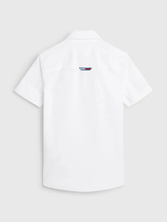 Tommy Hilfiger Short Sleeve Stretch Oxford Shirt White Boys Shirts Gift Ideas
