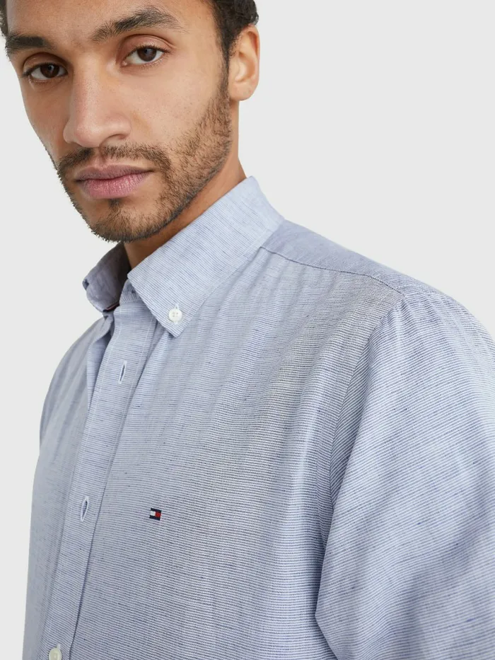 Tommy Hilfiger Short Sleeve Tapered Regular Fit Shirt Daybreak BlueWhite Mens Shirts For Sale