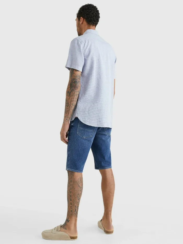 Tommy Hilfiger Short Sleeve Tapered Regular Fit Shirt Daybreak BlueWhite Mens Shirts For Sale