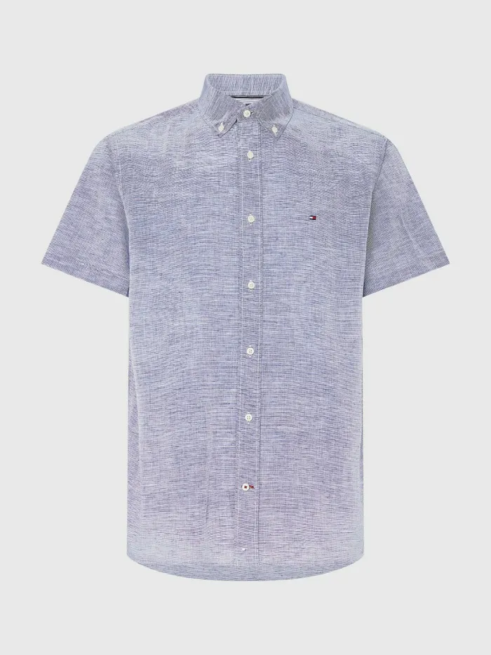 Tommy Hilfiger Short Sleeve Tapered Regular Fit Shirt Daybreak BlueWhite Mens Shirts For Sale