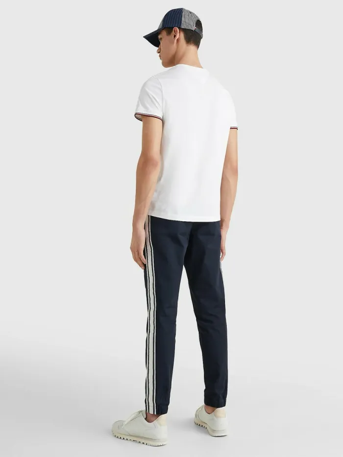 Tommy Hilfiger Signature Cuffs Organic Cotton TShirt White Mens TShirts Cheap On Sale