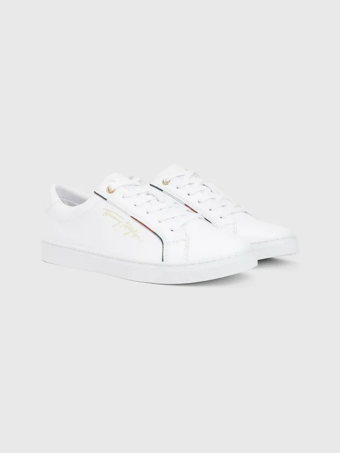 Tommy Hilfiger Signature Cupsole Trainers White Womens Trainers Sale