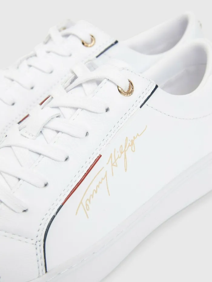 Tommy Hilfiger Signature Cupsole Trainers White Womens Trainers Sale