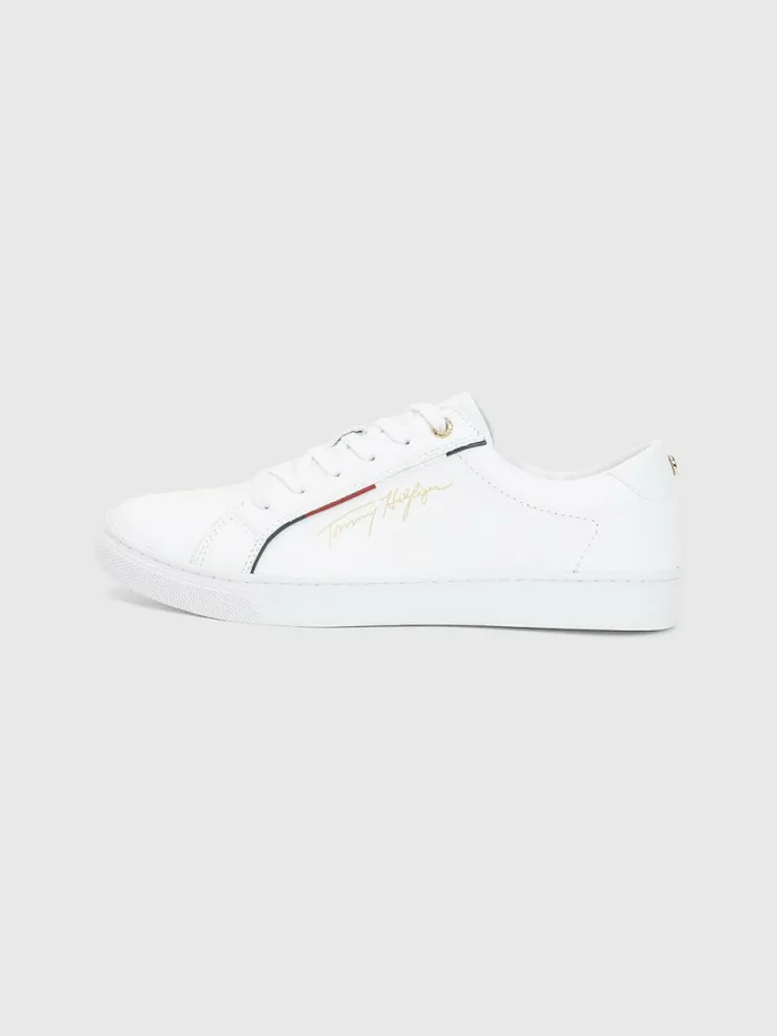 Tommy Hilfiger Signature Cupsole Trainers White Womens Trainers Sale