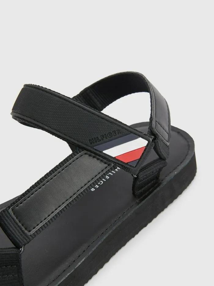 Tommy Hilfiger Signature Detail Webbing Sandals Black Mens Formal Shoes and Brogues Casaul