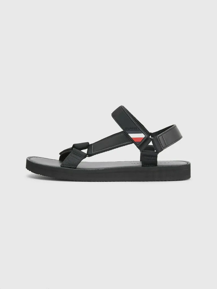Tommy Hilfiger Signature Detail Webbing Sandals Black Mens Formal Shoes and Brogues Casaul