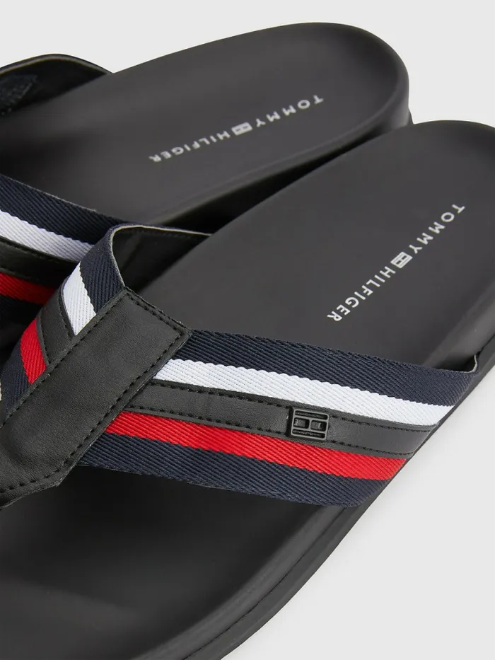 Tommy Hilfiger Signature Detailing Webbing Strap FlipFlops Rwb Mens Trainers Fashion