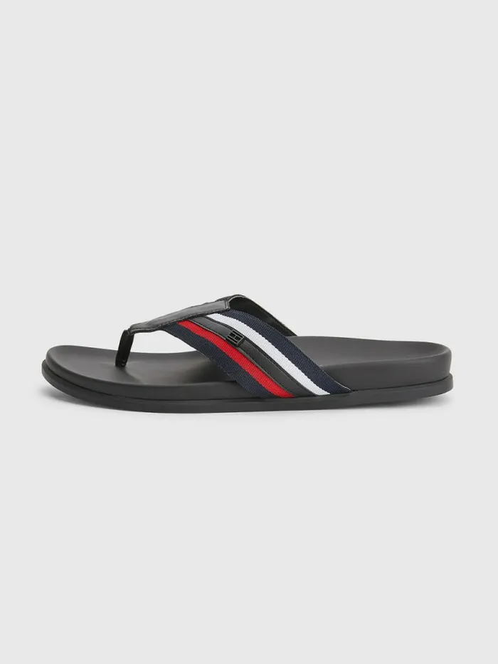 Tommy Hilfiger Signature Detailing Webbing Strap FlipFlops Rwb Mens Trainers Fashion