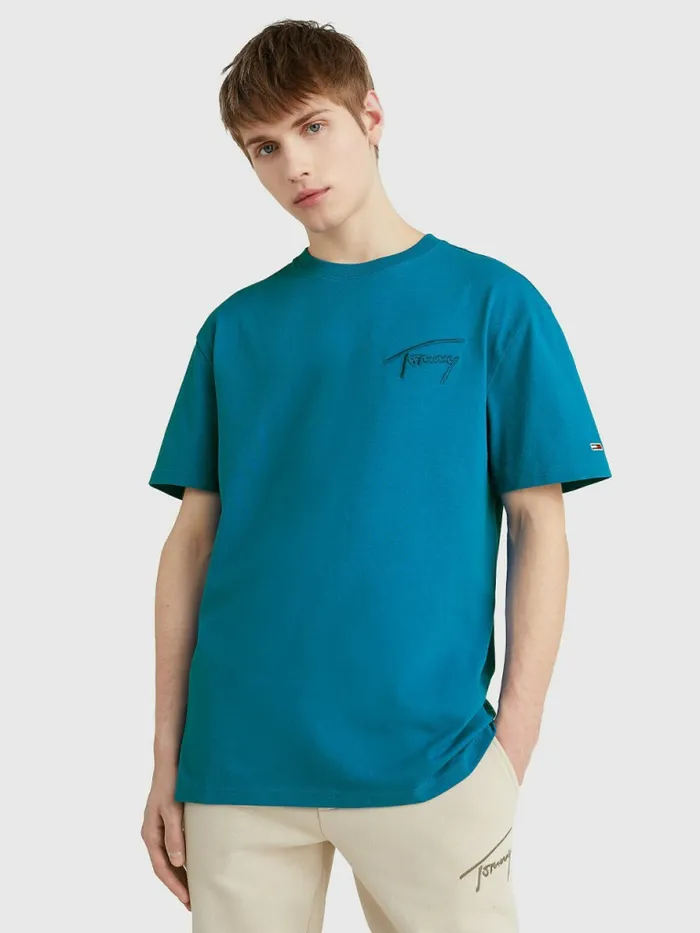 Tommy Hilfiger Signature Embroidery TShirt Regatta Blue Mens TShirts For Sale