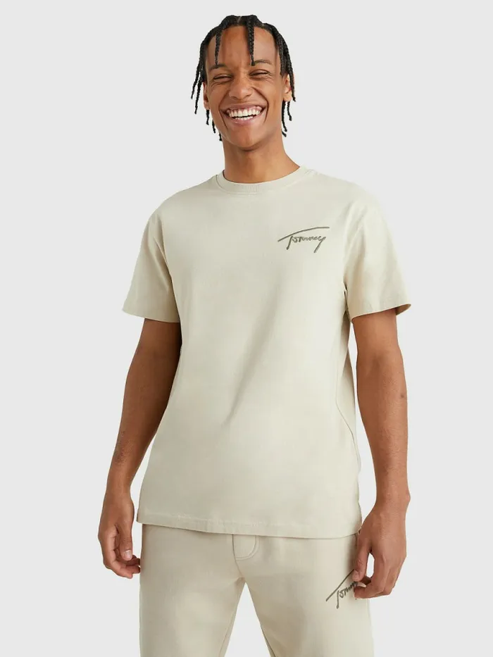Tommy Hilfiger Signature Embroidery TShirt Savannah Sand Mens TShirts For Sale Tommy Hilfiger Signature Embroidery TShirt Savannah Sand Mens TShirts For Sale