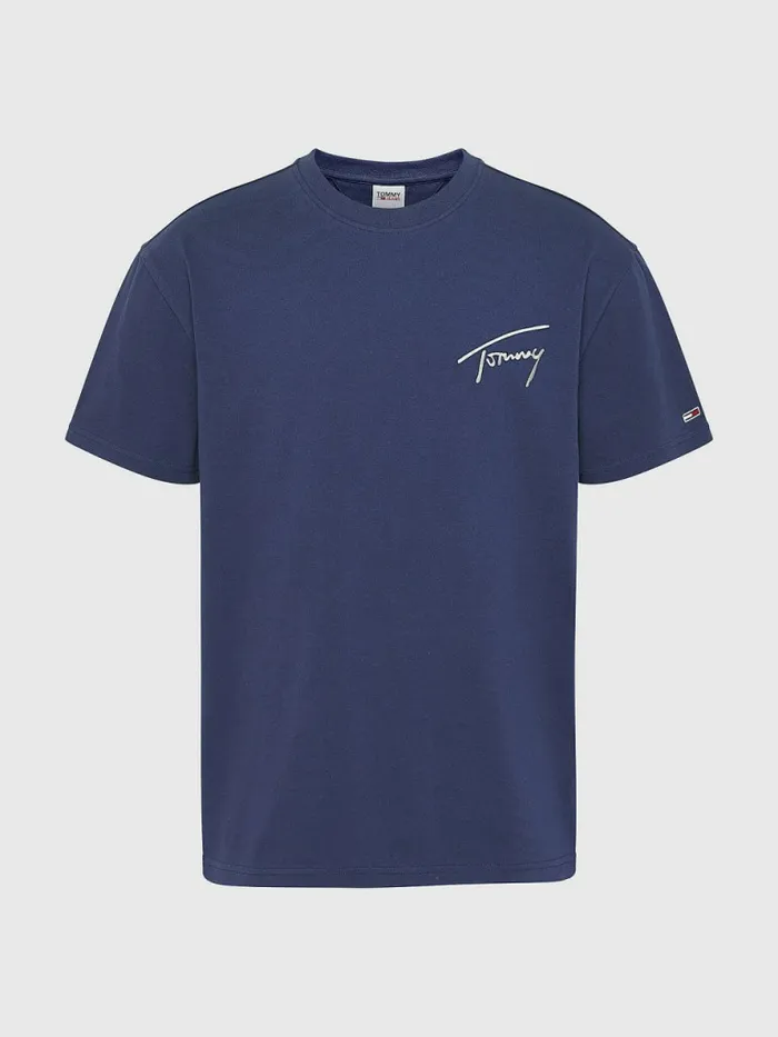 Tommy Hilfiger Signature Embroidery TShirt Twilight Navy Mens TShirts For Sale