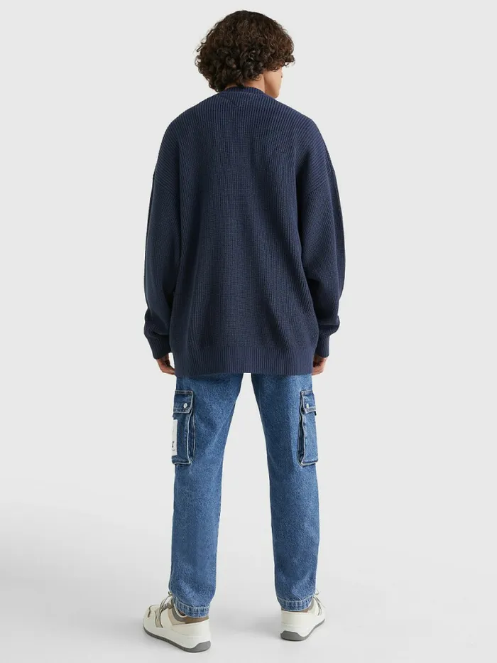 Tommy Hilfiger Signature Embroidery VNeck Knitted Cardigan Twilight Navy Mens Knitwear Fashion