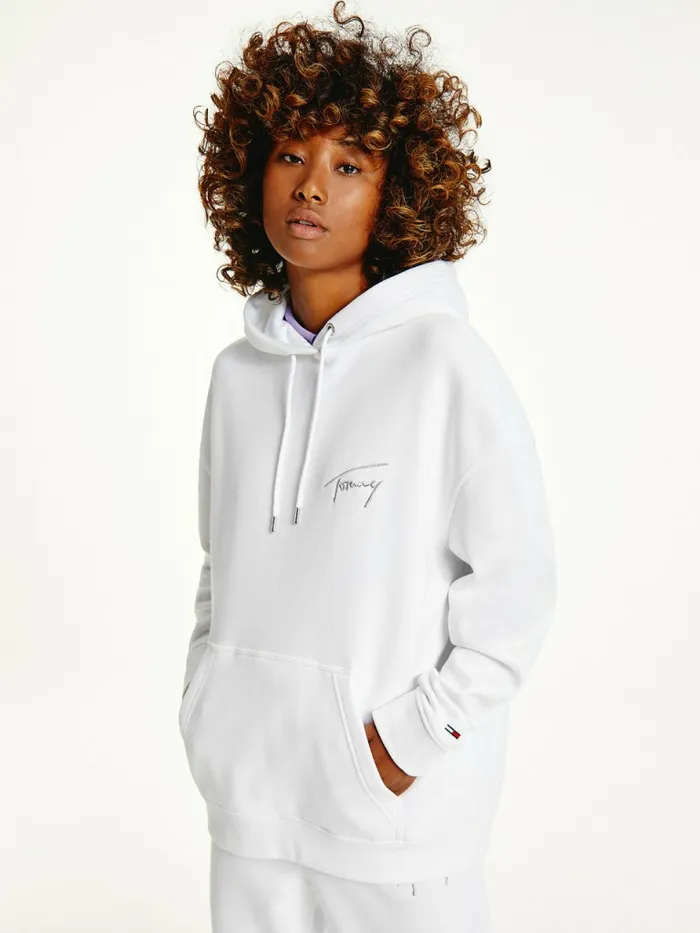 Tommy Hilfiger Signature Logo Oversized Hoody White Womens Sweatshirts and Hoodies Online Tommy Hilfiger Signature Logo Oversized Hoody White Womens Sweatshirts and Hoodies Online