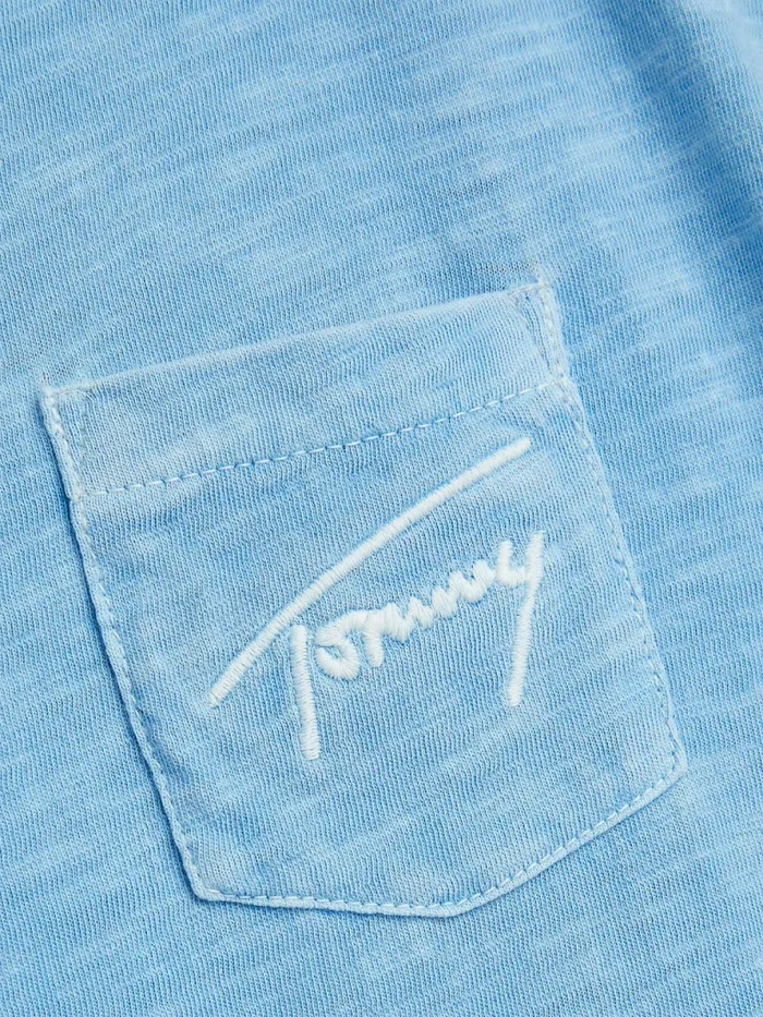 Tommy Hilfiger Signature Logo Pocket TShirt Blue Crush Girls Tops and TShirts On Sale