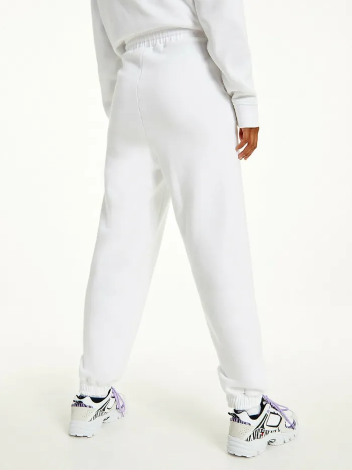 Tommy Hilfiger Signature Logo Recycled Jersey Joggers White Womens Trousers