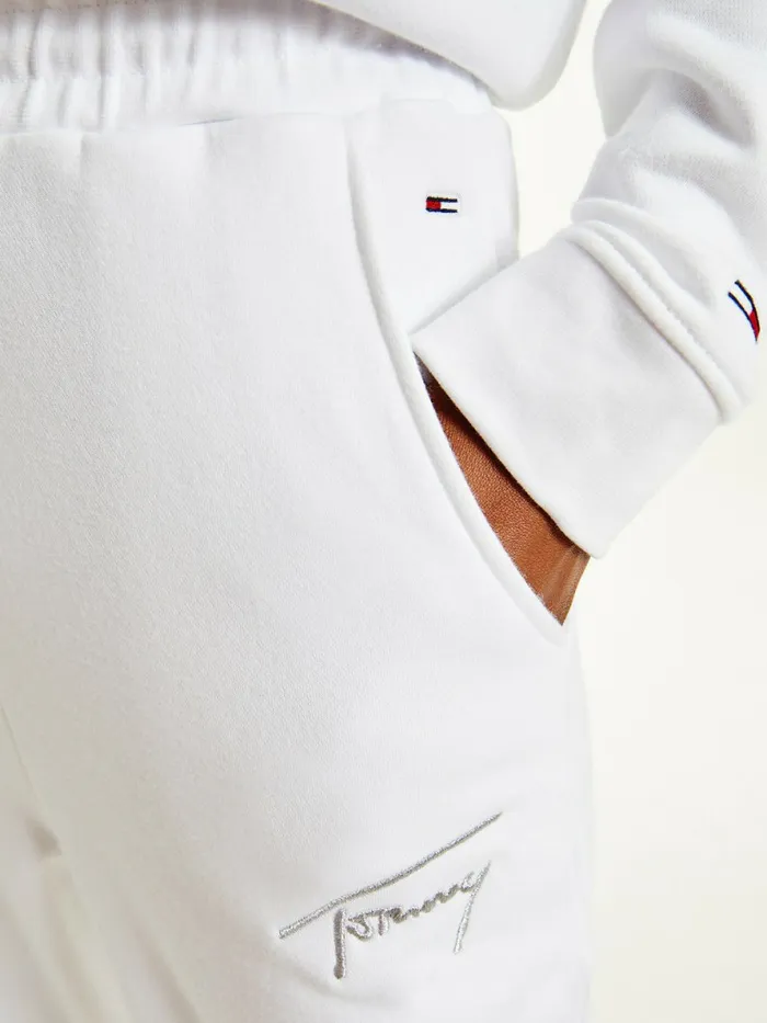 Tommy Hilfiger Signature Logo Recycled Jersey Joggers White Womens Trousers