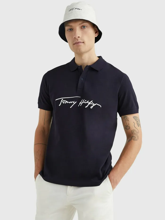 Tommy Hilfiger Signature Logo Regular Fit Polo Desert Sky Mens Polo Shirts Cheap On Sale Tommy Hilfiger Signature Logo Regular Fit Polo Desert Sky Mens Polo Shirts Cheap On Sale