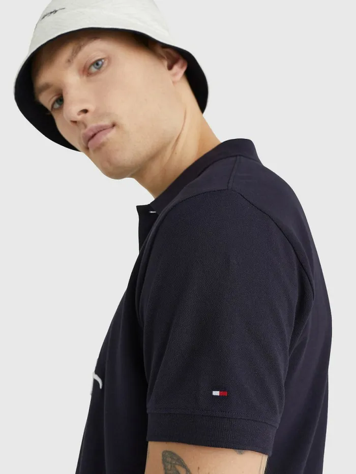 Tommy Hilfiger Signature Logo Regular Fit Polo Desert Sky Mens Polo Shirts Cheap On Sale