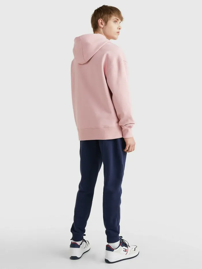 Tommy Hilfiger Signature Logo Relaxed Fit Hoody Broadway Pink Mens Sweatshirts and Hoodies Sale