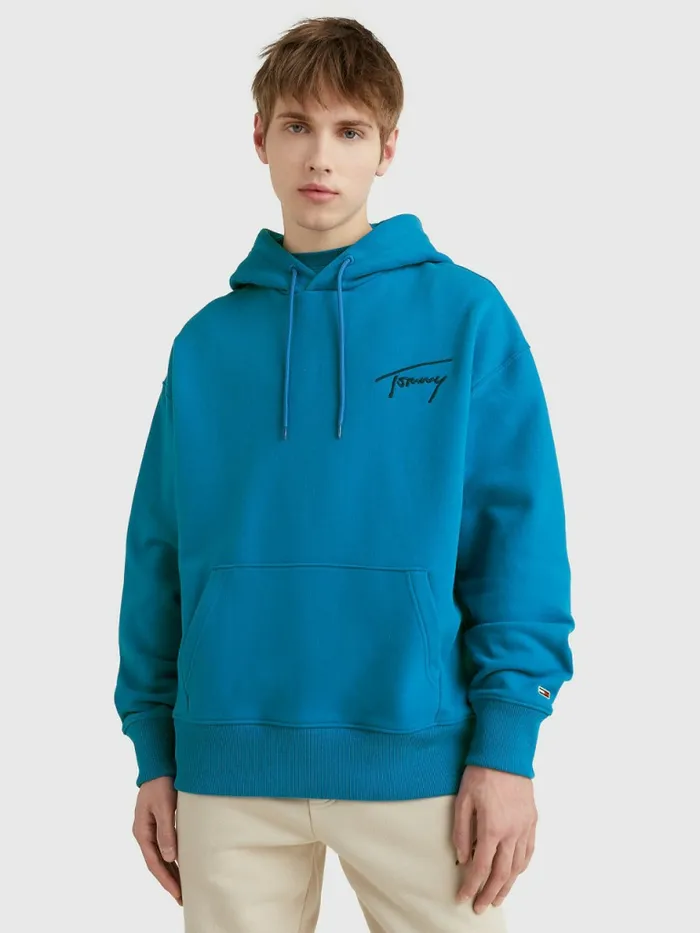 Tommy Hilfiger Signature Logo Relaxed Fit Hoody Regatta Blue Mens Sweatshirts and Hoodies Sale Tommy Hilfiger Signature Logo Relaxed Fit Hoody Regatta Blue Mens Sweatshirts and Hoodies Sale