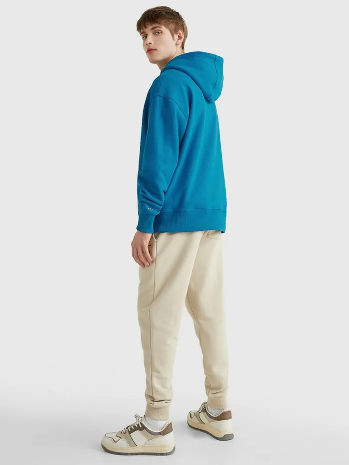 Tommy Hilfiger Signature Logo Relaxed Fit Hoody Regatta Blue Mens Sweatshirts and Hoodies Sale