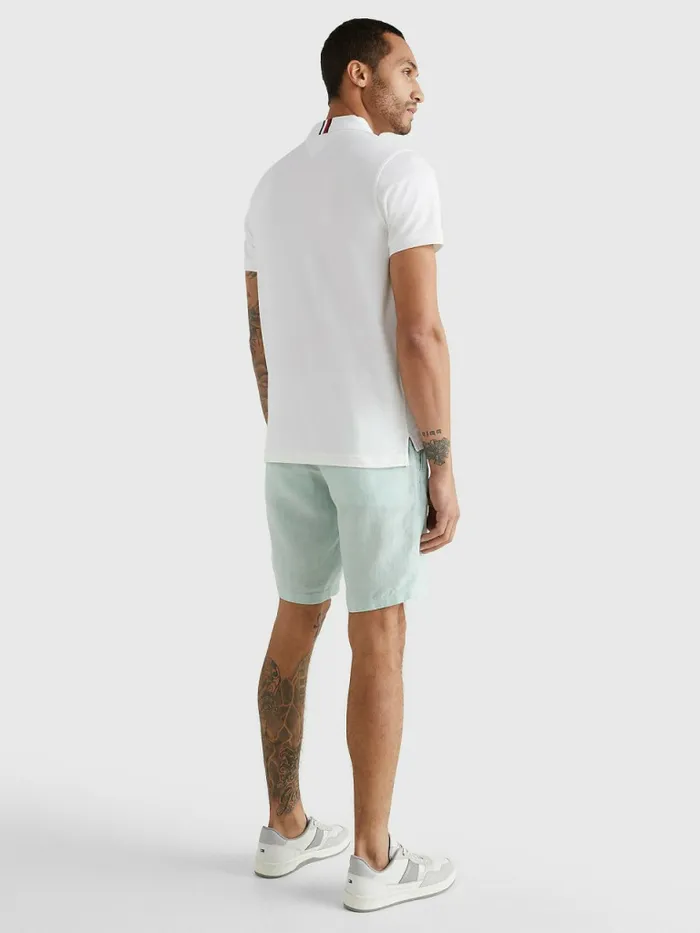 Tommy Hilfiger Signature Logo Slim Fit Polo White Mens Polo Shirts Sale