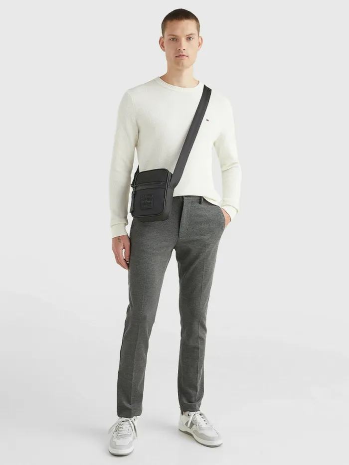 Tommy Hilfiger Signature Logo Small Reporter Bag Black Flag Monogram Mens Bags Cheap On Sale