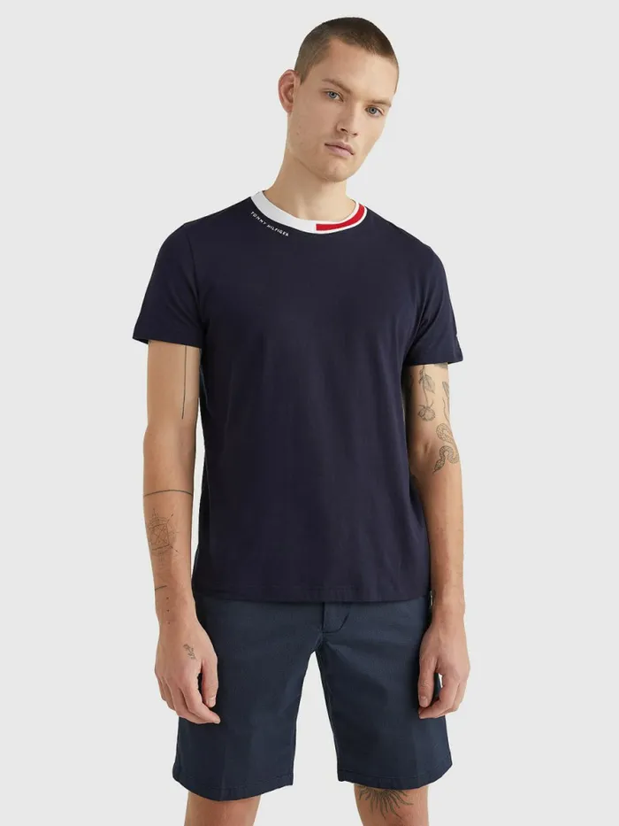 Tommy Hilfiger Signature Neckline TShirt Desert Sky Mens TShirts Sale